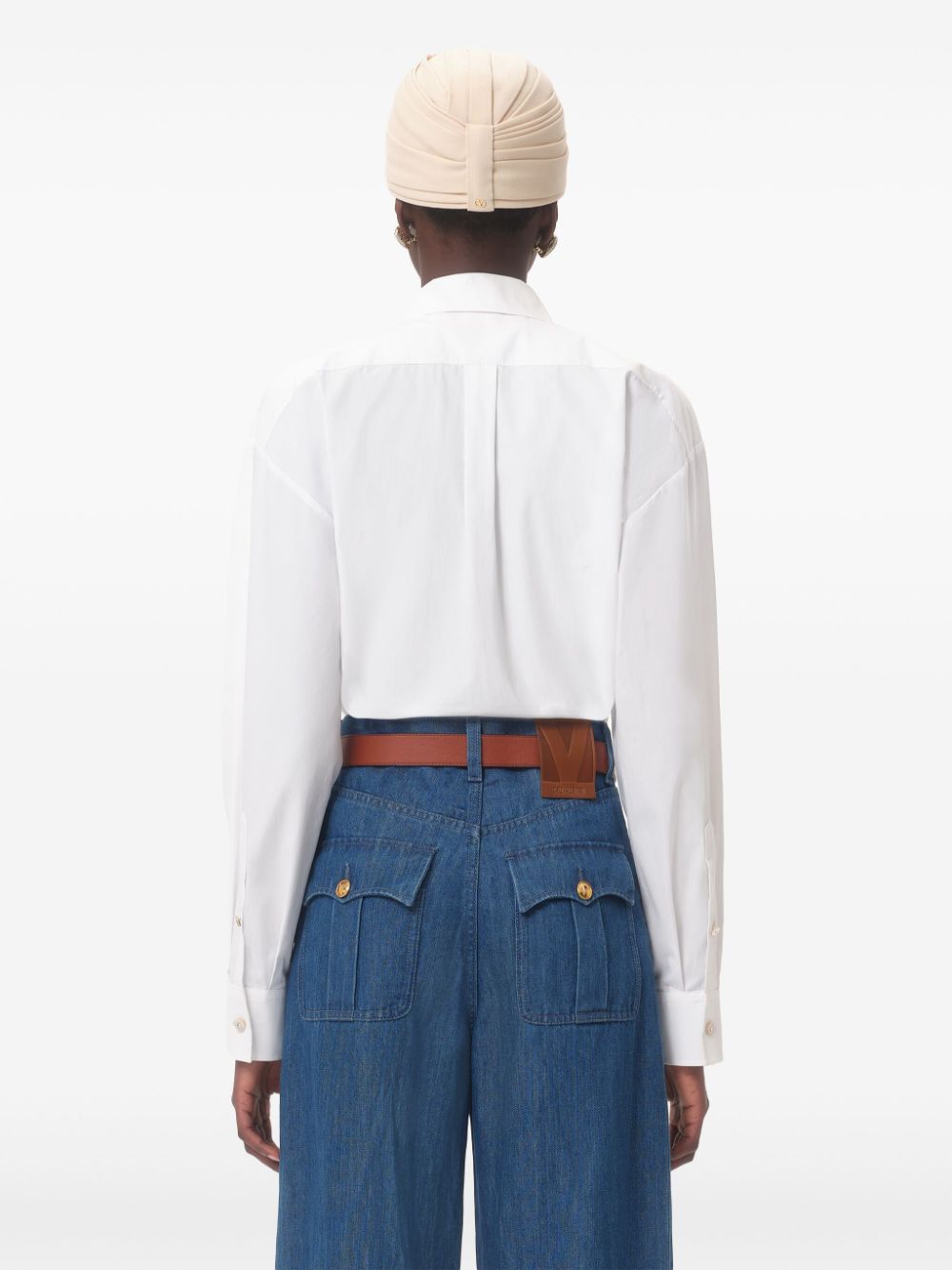 VALENTINO GARAVANI Cotton Popeline Shirt with Ruffle Detail - Size 40