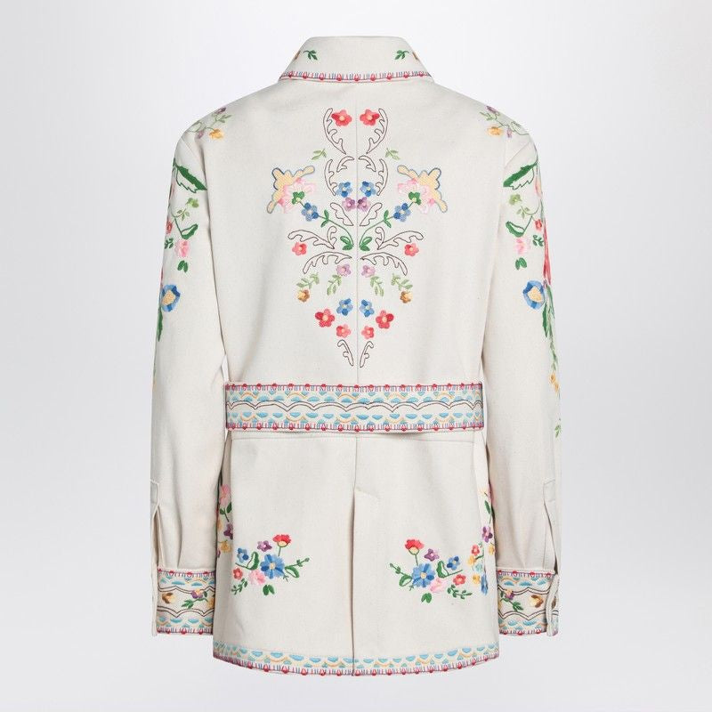 VALENTINO GARAVANI Floral Embroidered Denim Blazer for Women