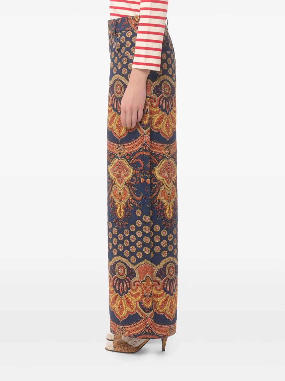 VALENTINO GARAVANI Paisley Patterned Wide Leg Jeans