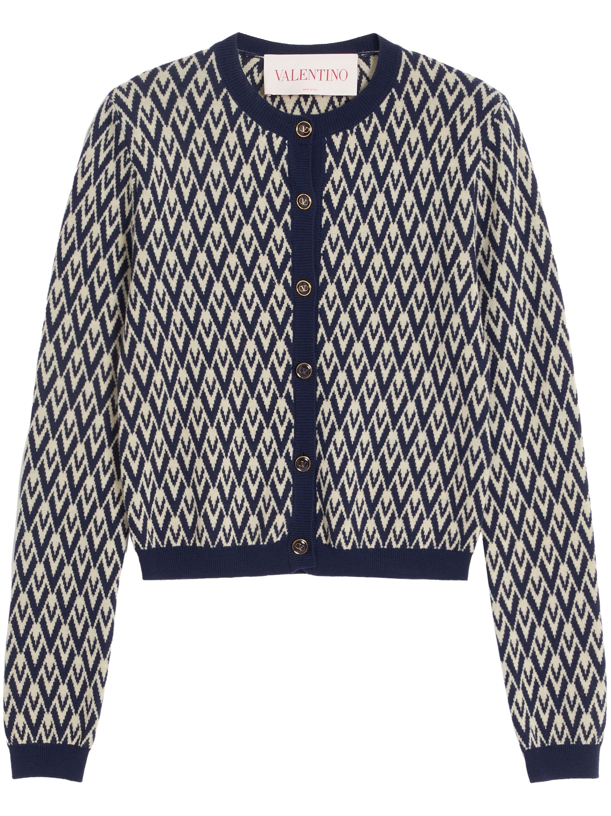 VALENTINO GARAVANI Jacquard Wool Cardigan - Size S