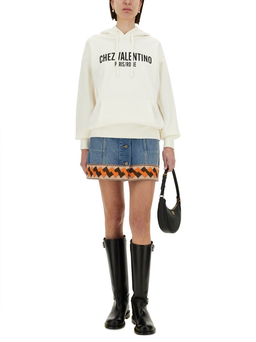 VALENTINO Cotton Hoodie with Print - Size S