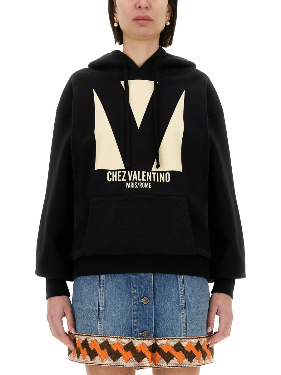 VALENTINO Cotton Hoodie with Print - Size S