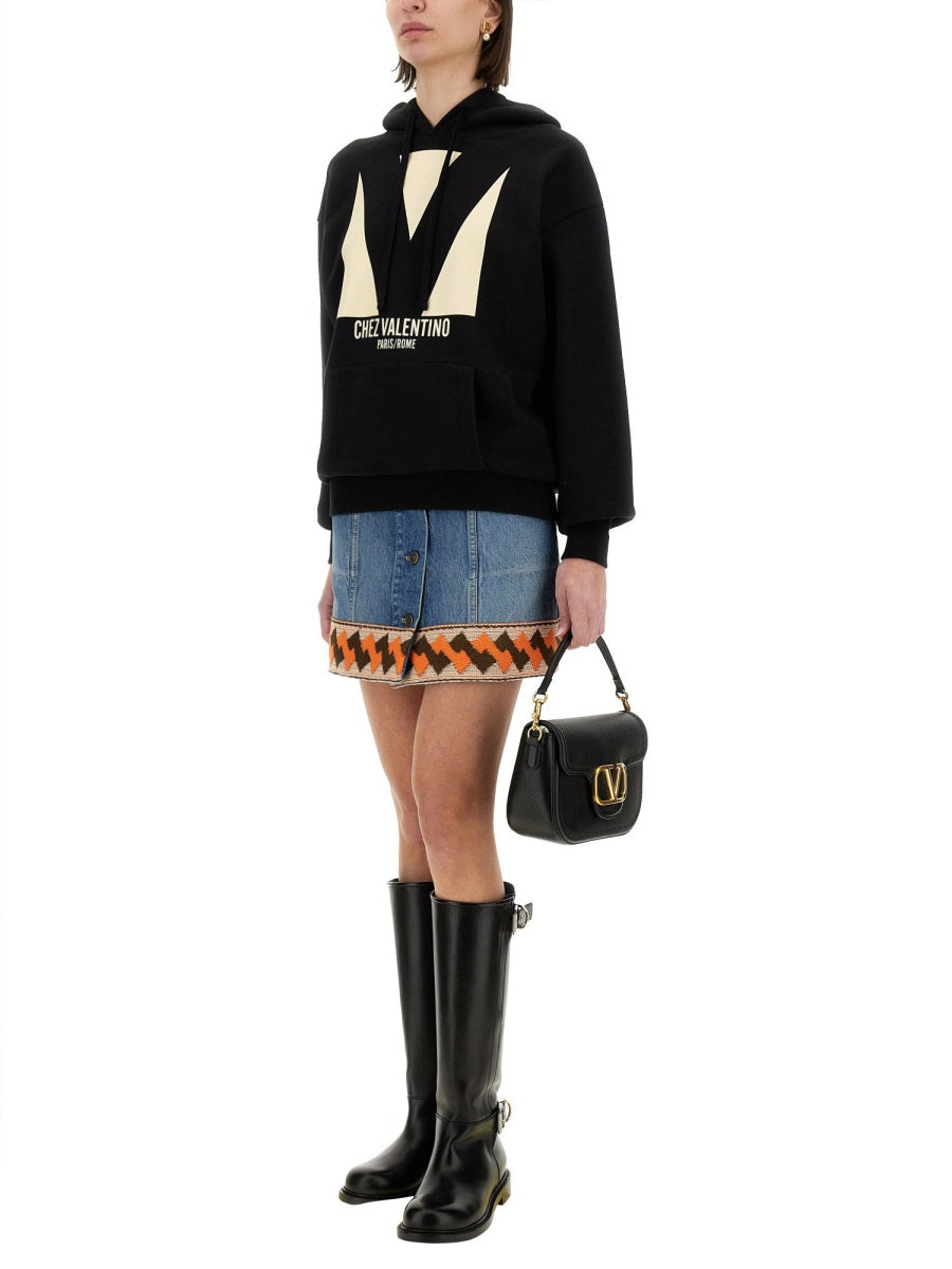 VALENTINO Cotton Hoodie with Print - Size S