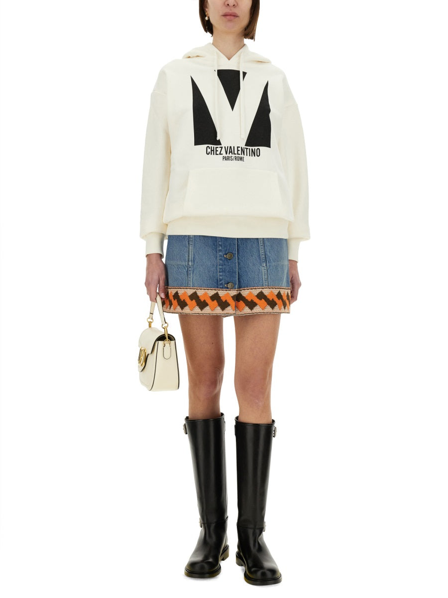 VALENTINO Cotton Hoodie with Print - Size S