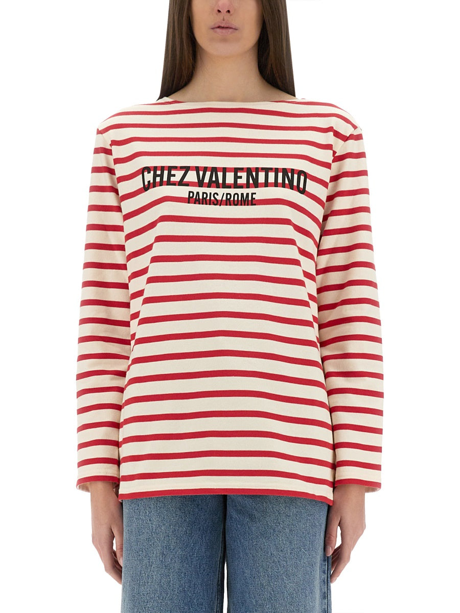 VALENTINO Cotton Long Sleeve T-Shirt with Print - Size S