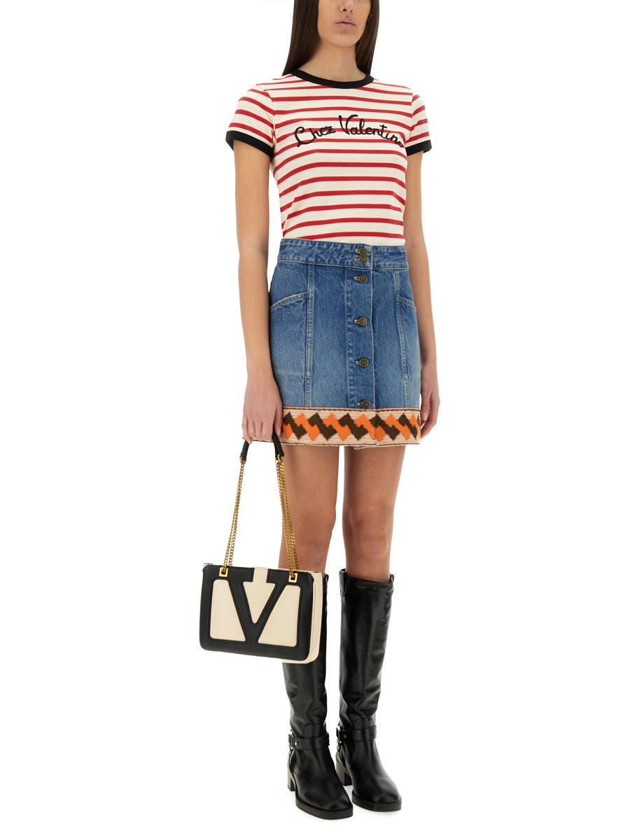 VALENTINO Mini Striped Cotton T-Shirt