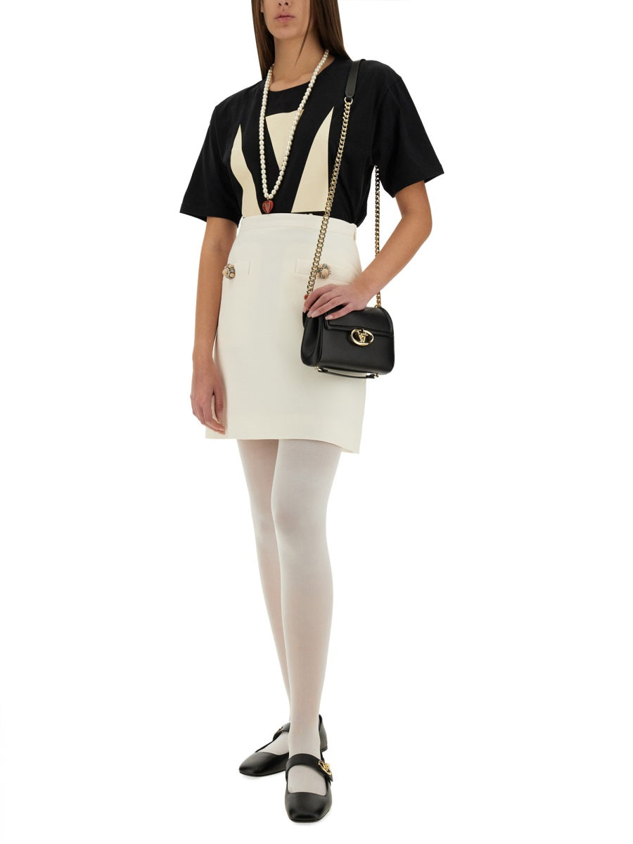 VALENTINO Solid Crepe Couture Mini Skirt - Size 38