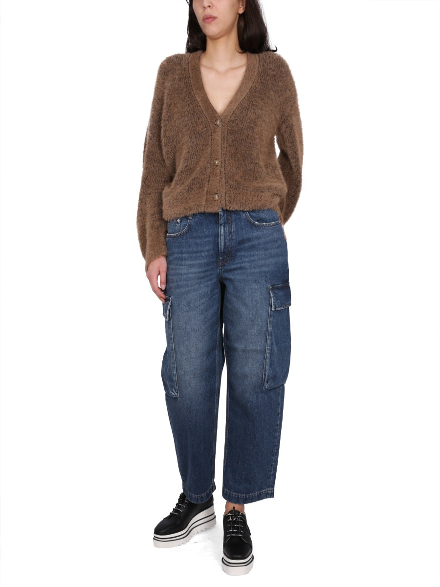 STELLA MCCARTNEY Womens Cargo Jeans with Button Closure and Belt Loops