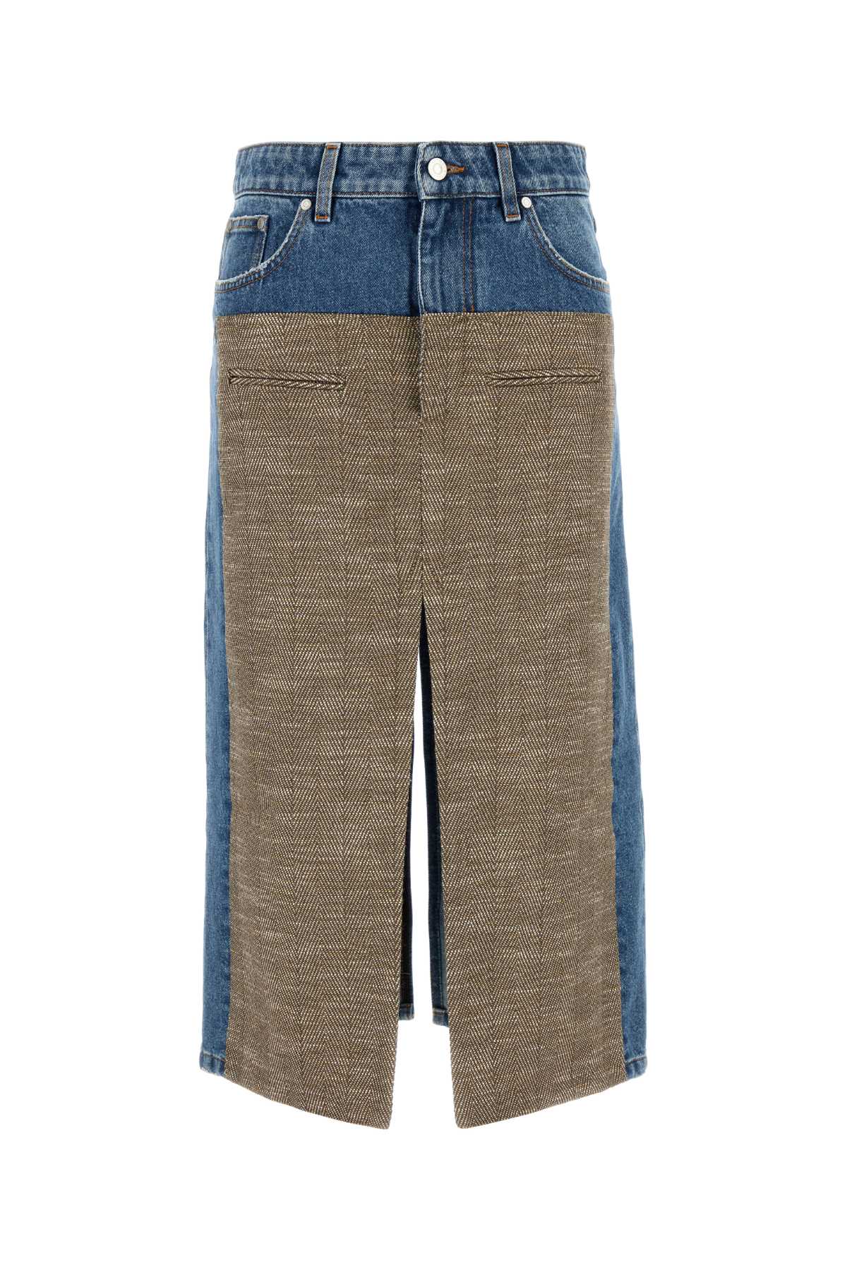 STELLA MCCARTNEY Denim and Tweed Mini Skirt for Women