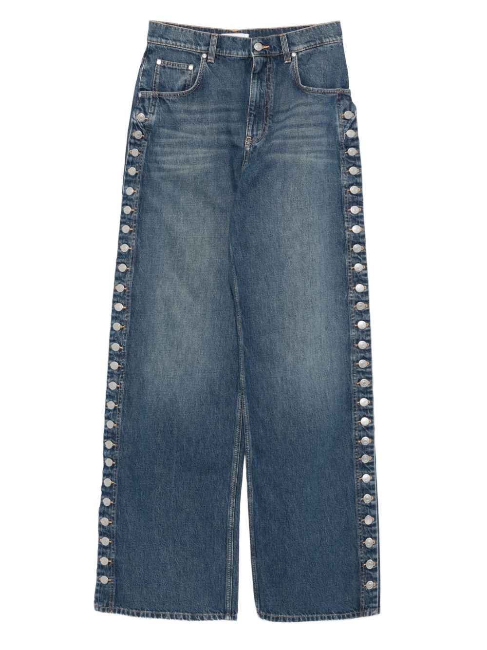 STELLA MCCARTNEY Wide-Leg Denim Jeans with Button Embellishments