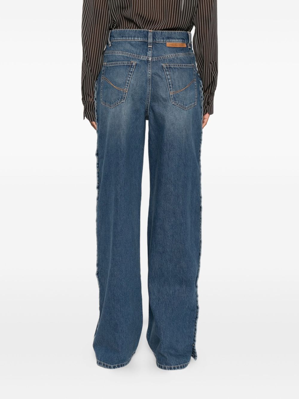 STELLA MCCARTNEY Wide-Leg Denim Jeans with Button Embellishments