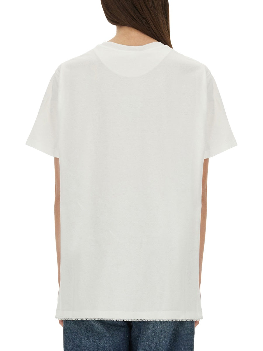 STELLA MCCARTNEY Relaxed Fit T-Shirt with Lace Insert - Women’s Size S