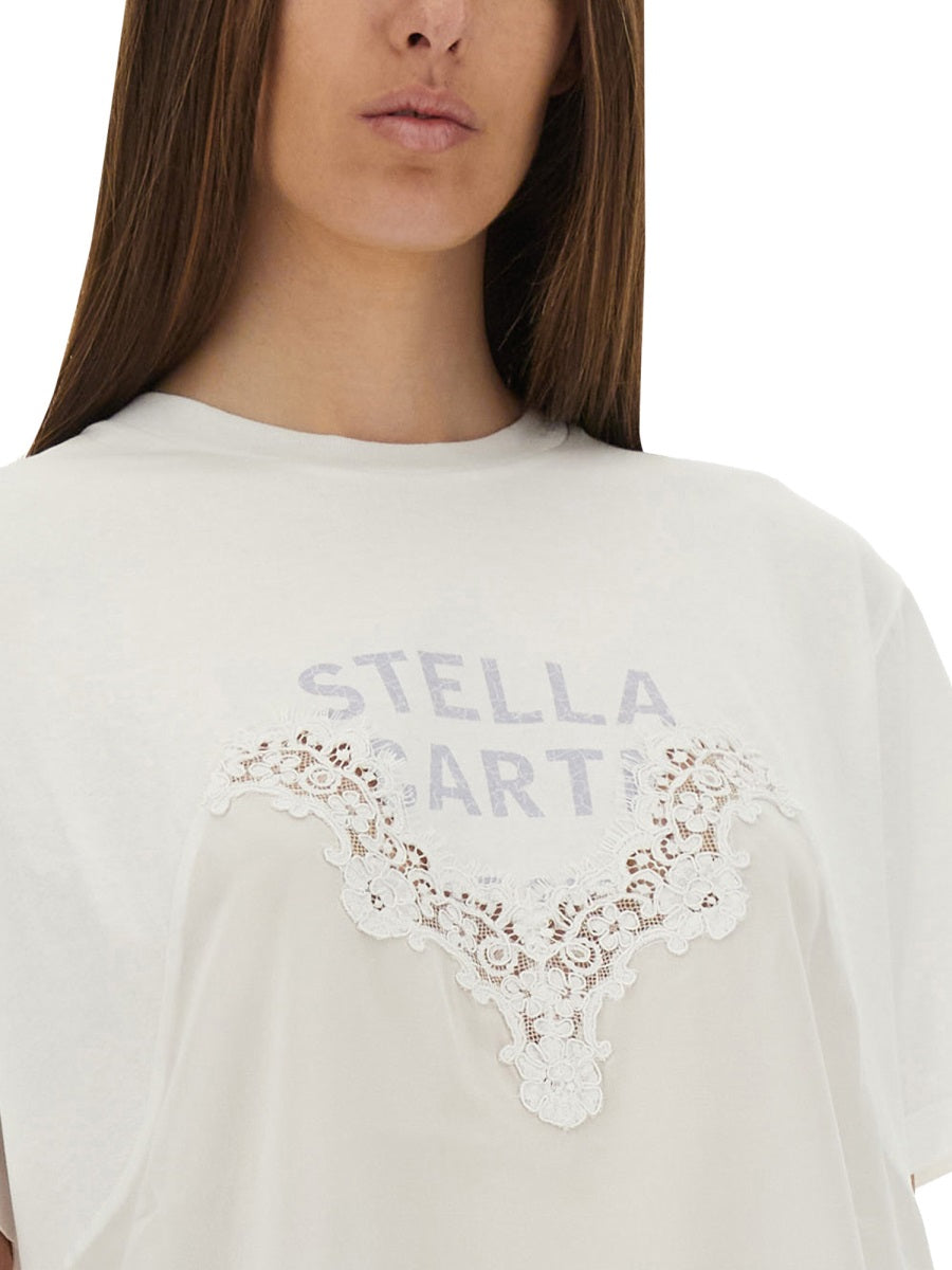 STELLA MCCARTNEY Relaxed Fit T-Shirt with Lace Insert - Women’s Size S