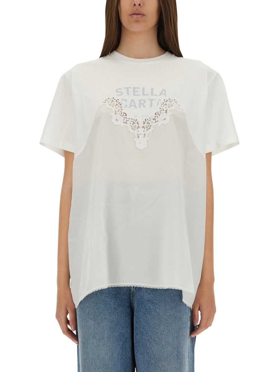 STELLA MCCARTNEY Relaxed Fit T-Shirt with Lace Insert - Women’s Size S