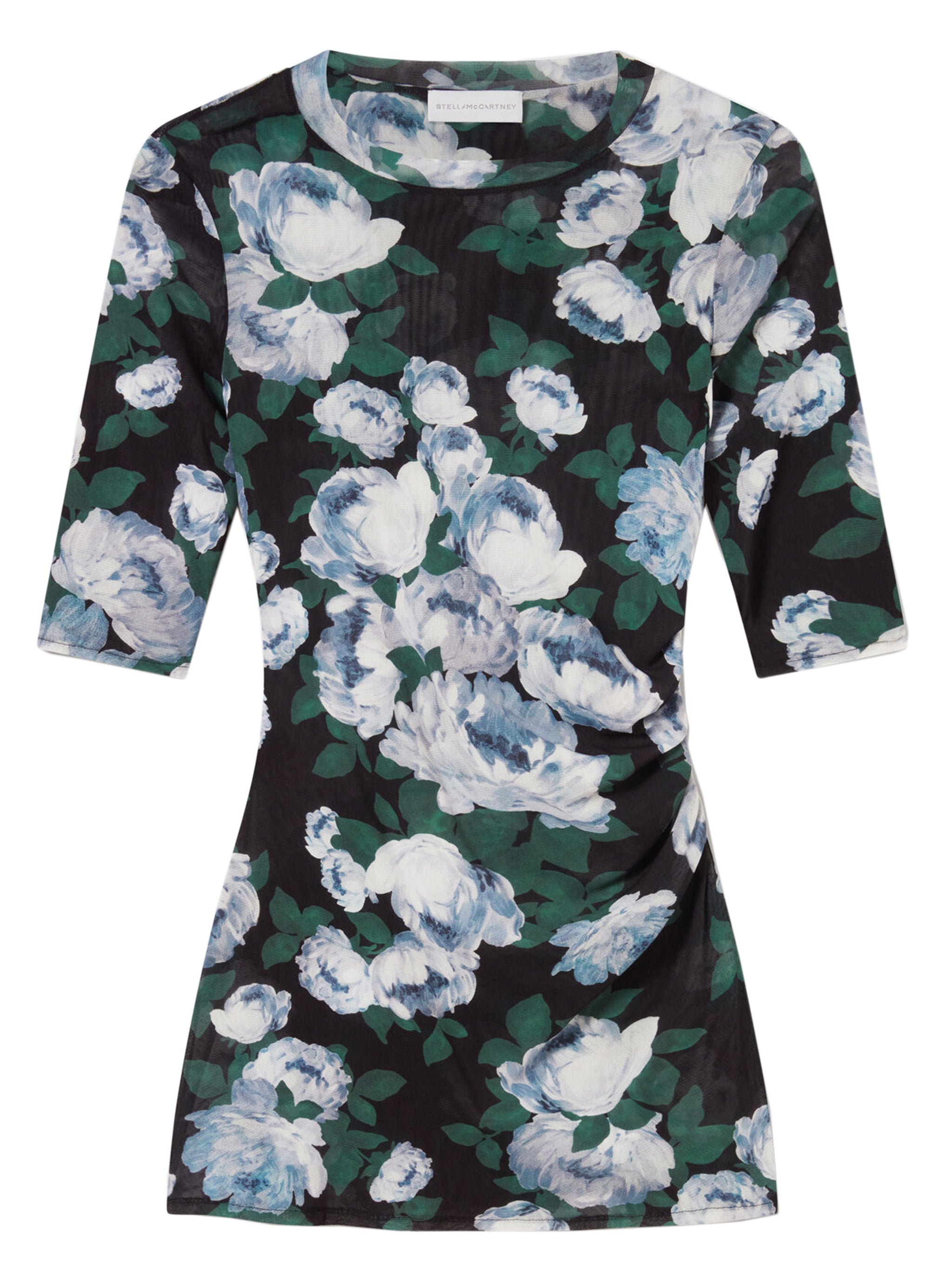 STELLA MCCARTNEY Floral Mesh Top with Three-Quarter Sleeves - Size S
