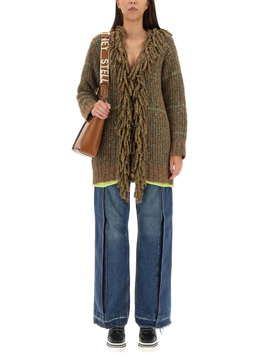 STELLA MCCARTNEY Chic Women's Wool Blend Cardigan with V-Neck and Button Closure