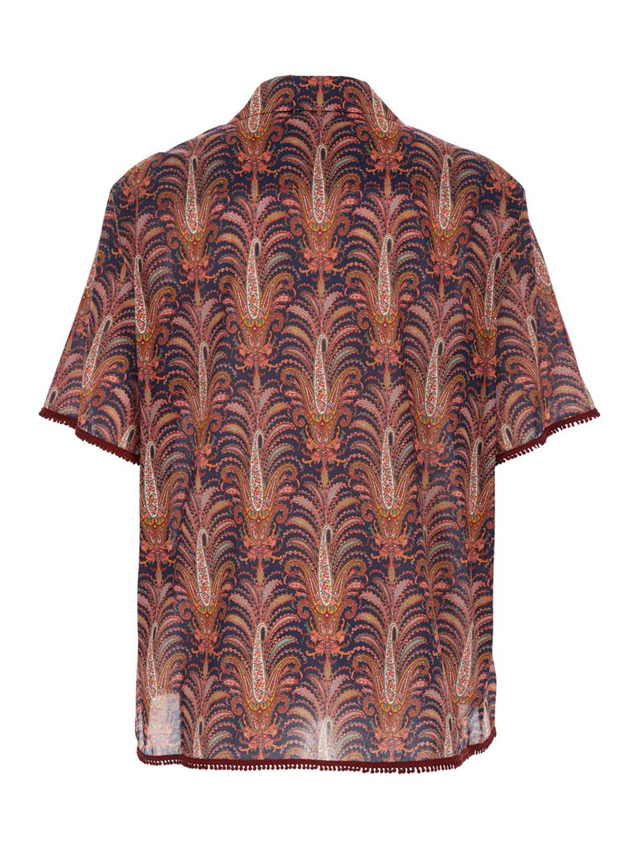 VALENTINO GARAVANI Men's Printed Bowling Shirt with Embroidered Details
