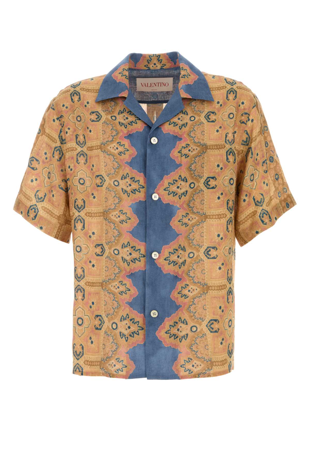 VALENTINO GARAVANI Men's Printed Linen Bowling Shirt for SS25