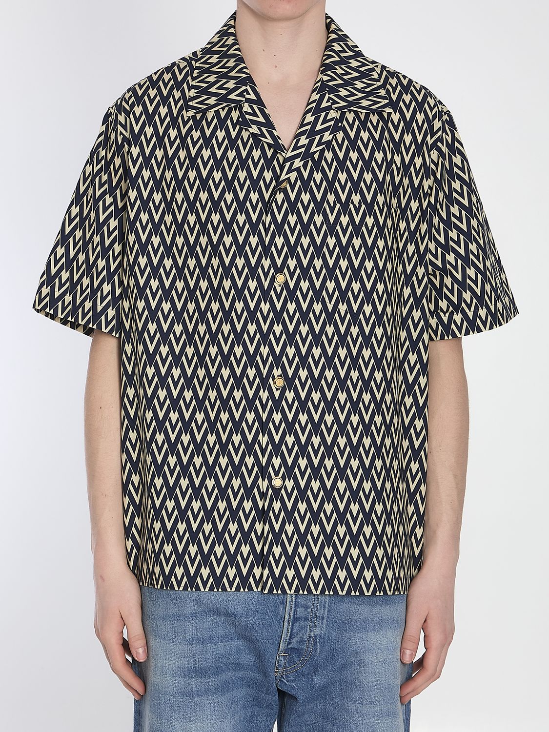 VALENTINO GARAVANI Mini Bowling Shirt with All-Over Print - Size 50