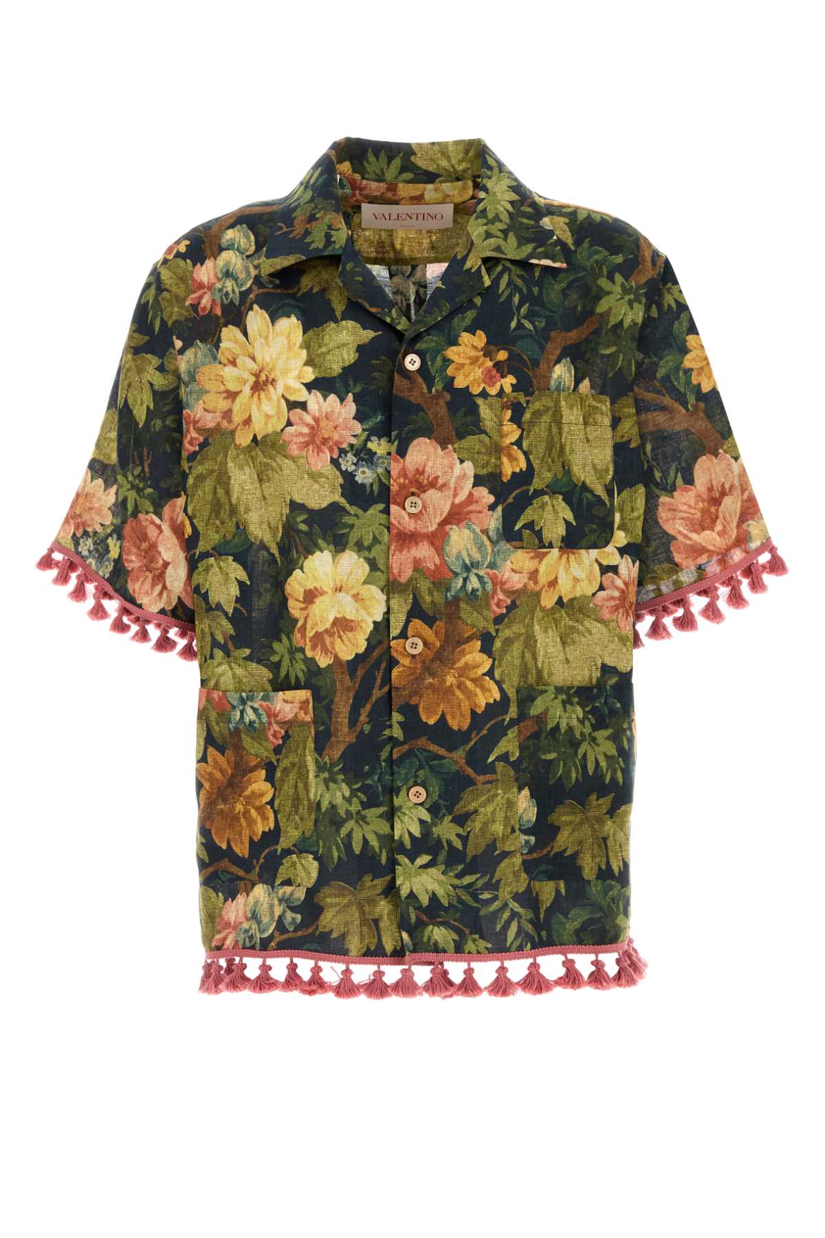 VALENTINO GARAVANI Floral Printed Linen Shirt for Men