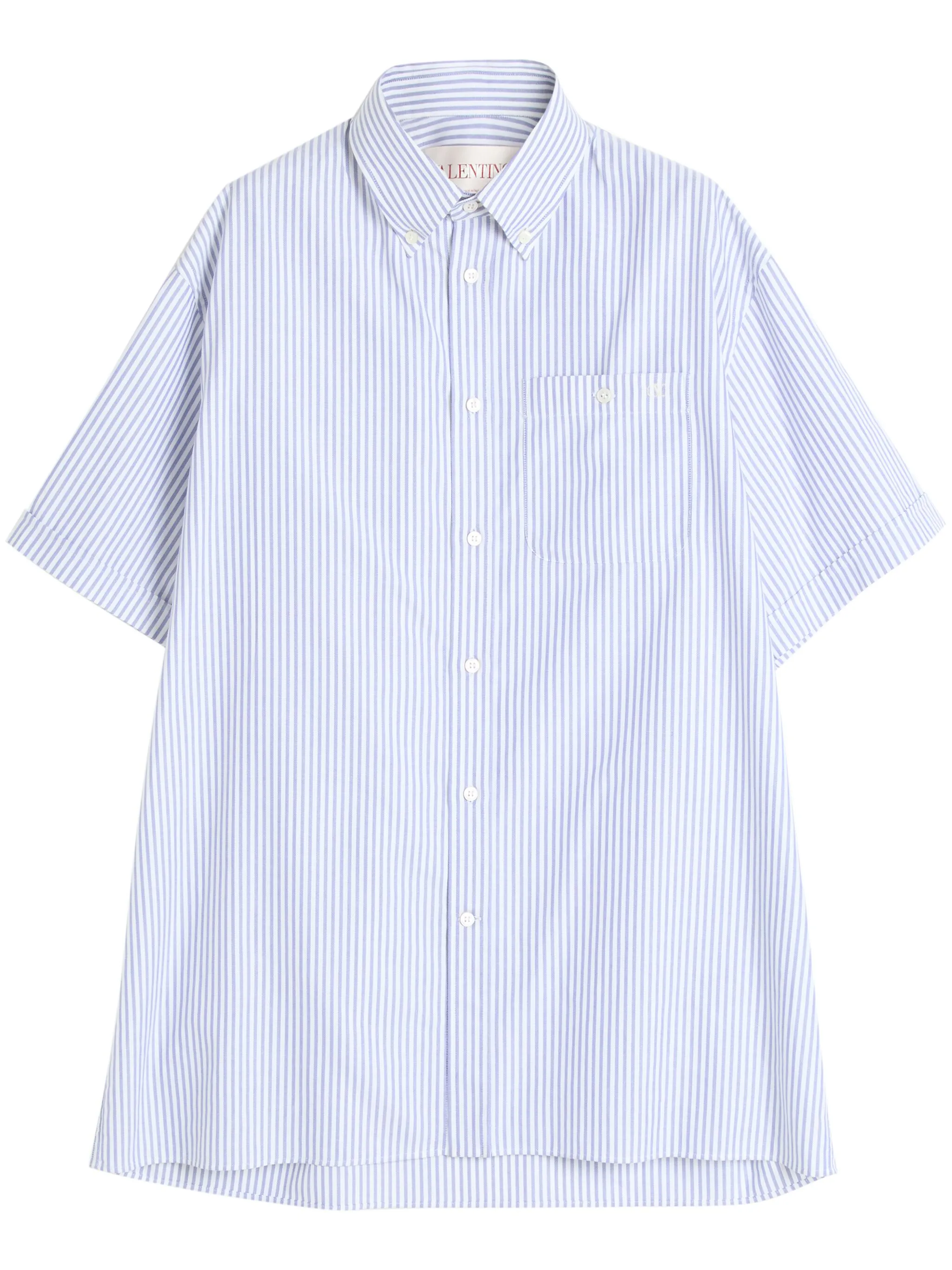 VALENTINO GARAVANI Embroidered Short Sleeve Stripped Oxford Shirt