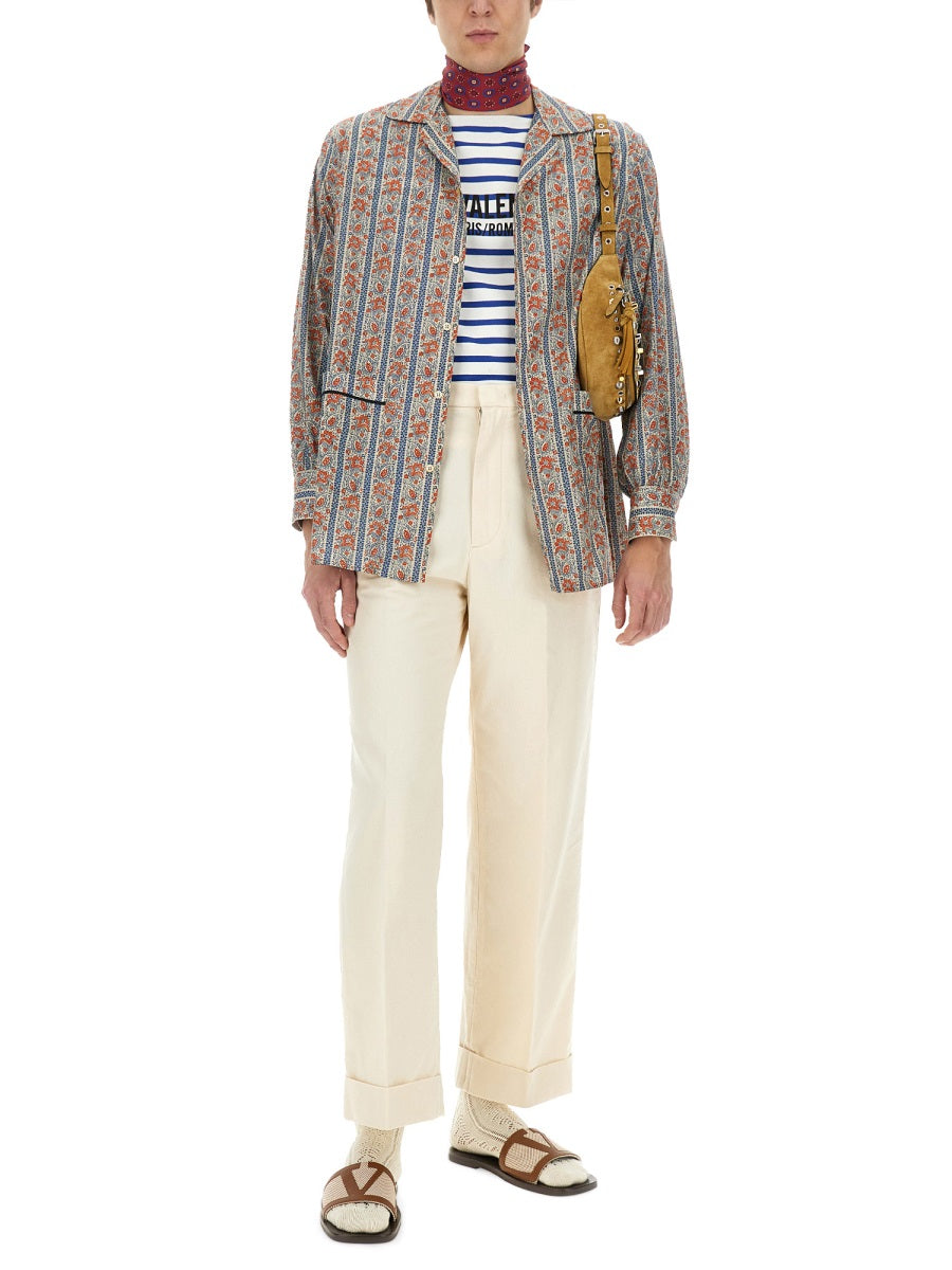 VALENTINO Voyage Imaginare Print Cotton Pajama Shirt - Size M