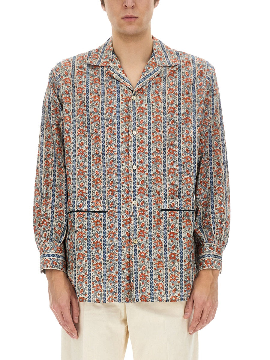 VALENTINO Voyage Imaginare Print Cotton Pajama Shirt - Size M