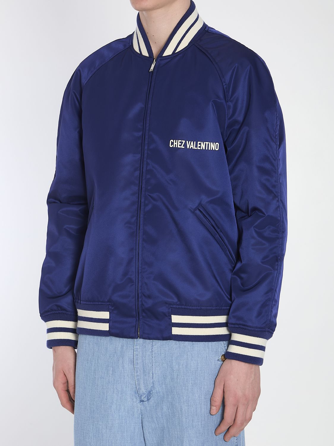 VALENTINO GARAVANI Men's Regular Fit Bomber Jacket with Chez Valentino Print