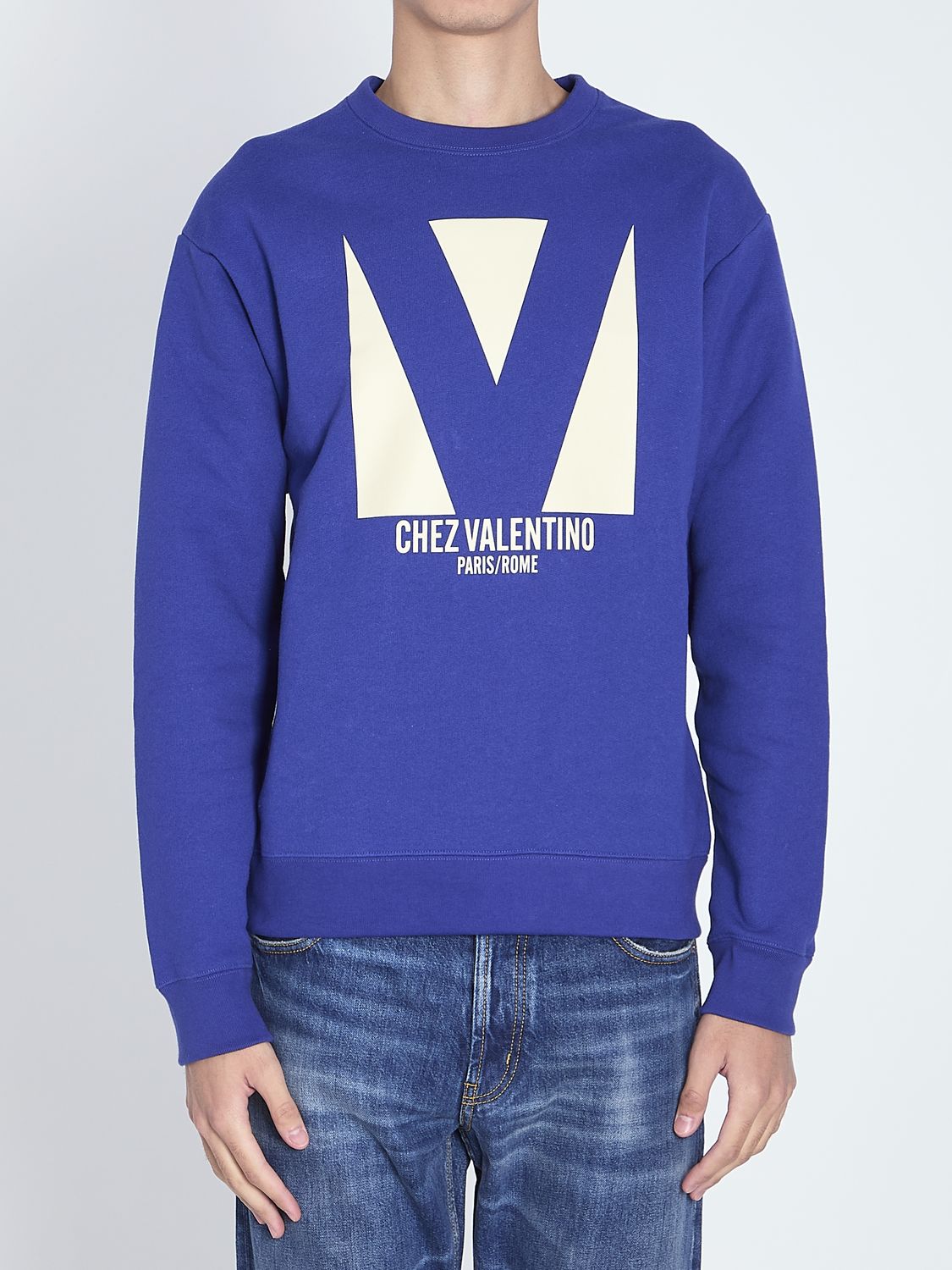 Long-Sleeved Crewneck Sweatshirt with Chez Valentino Print