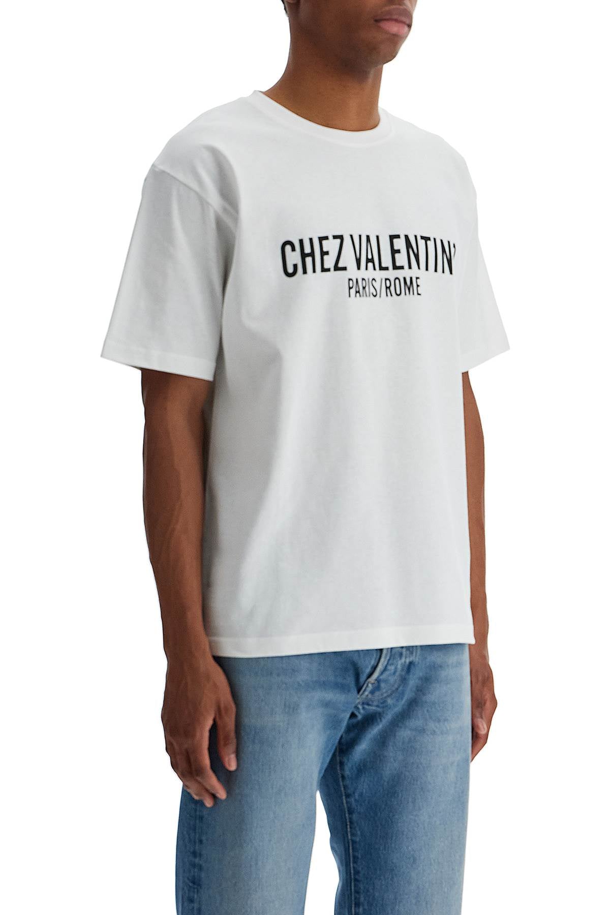 VALENTINO Men's Crew Neck Mini T-Shirt with Chez Print
