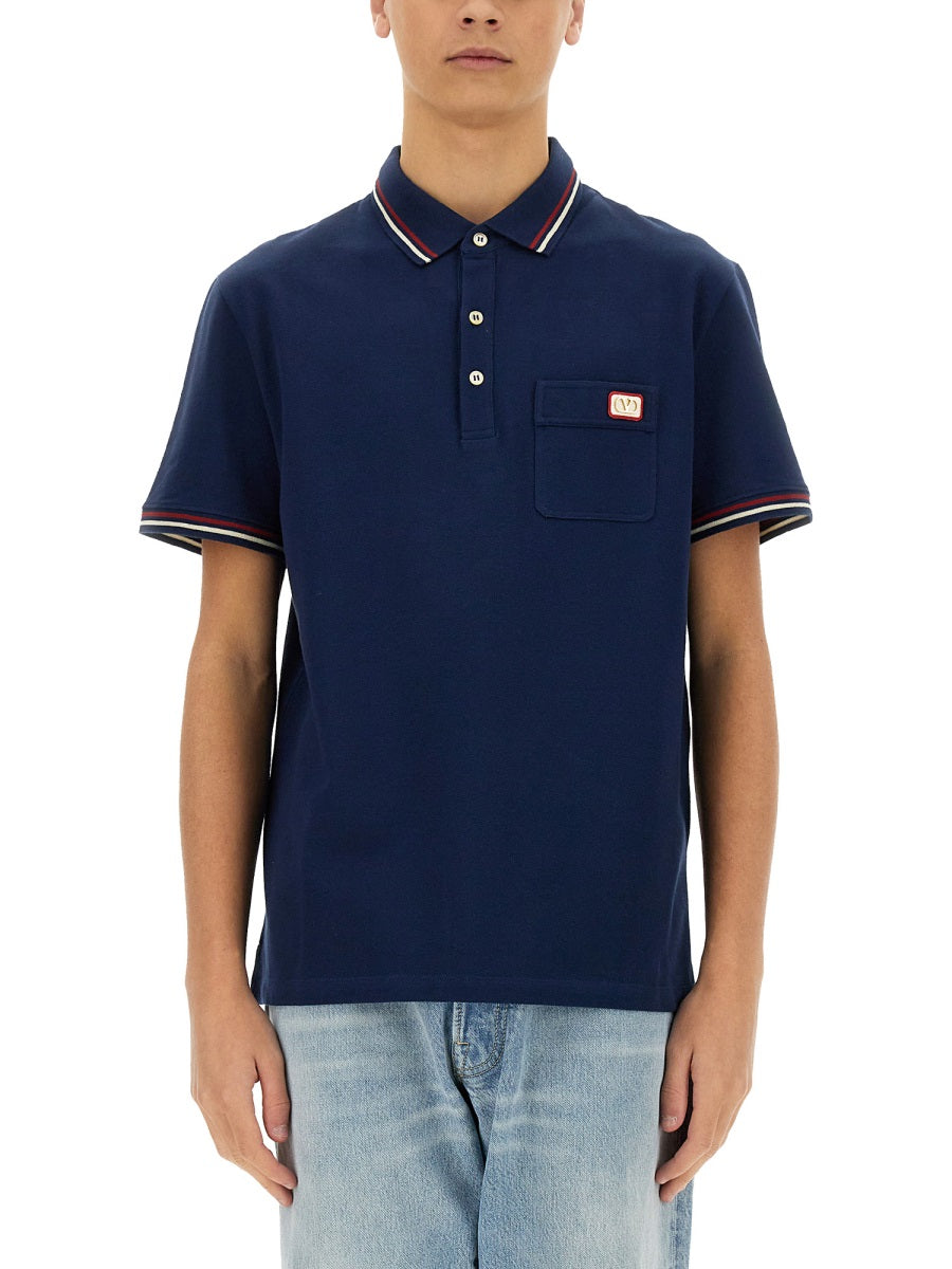 VALENTINO Classic Polo Shirt with Vlogo Patch - Size L