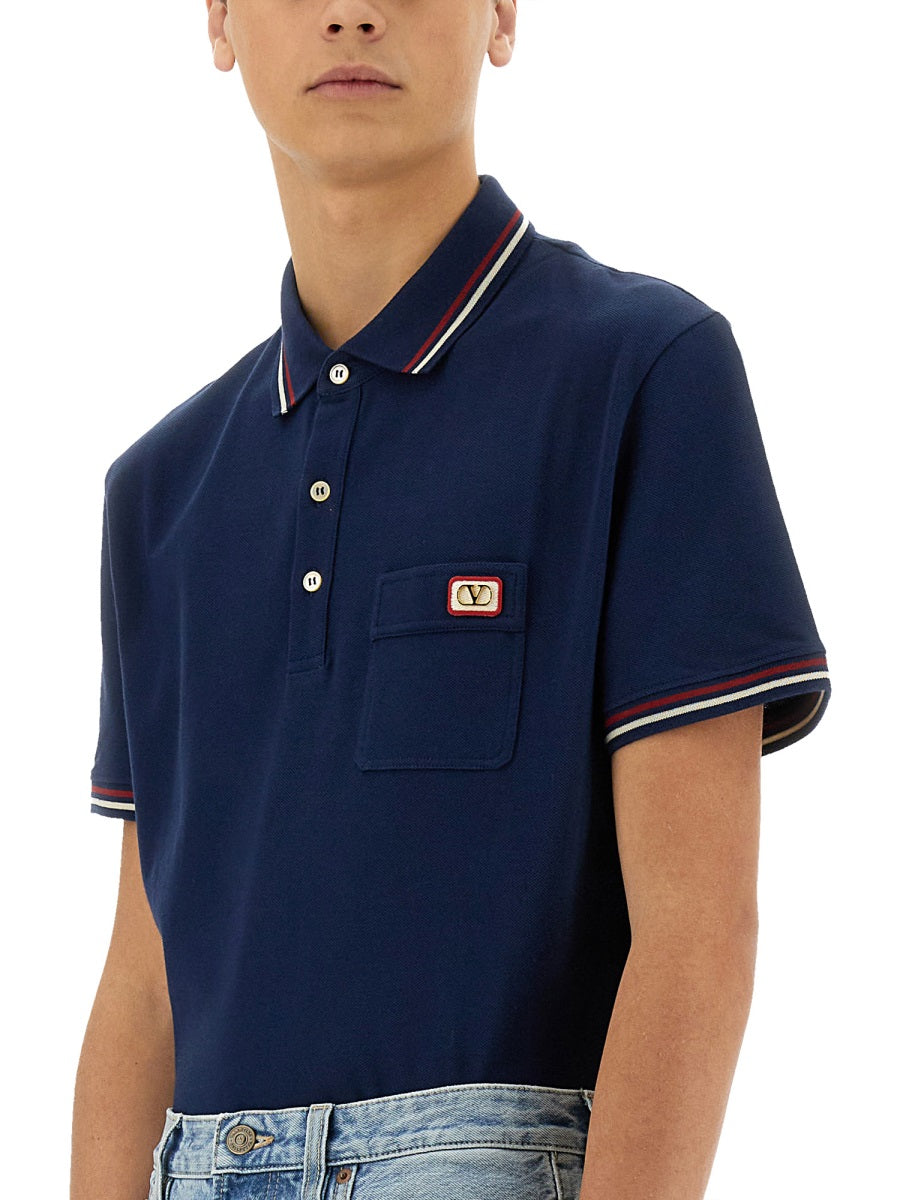 VALENTINO Classic Polo Shirt with Vlogo Patch - Size L