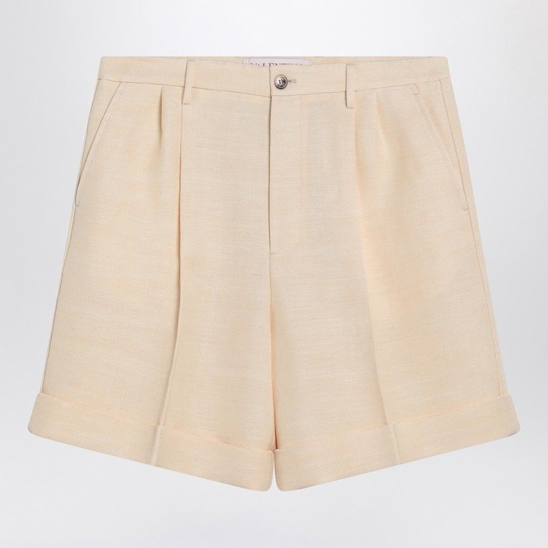 VALENTINO Butter-Colored Bermuda Shorts with Turn-Ups
