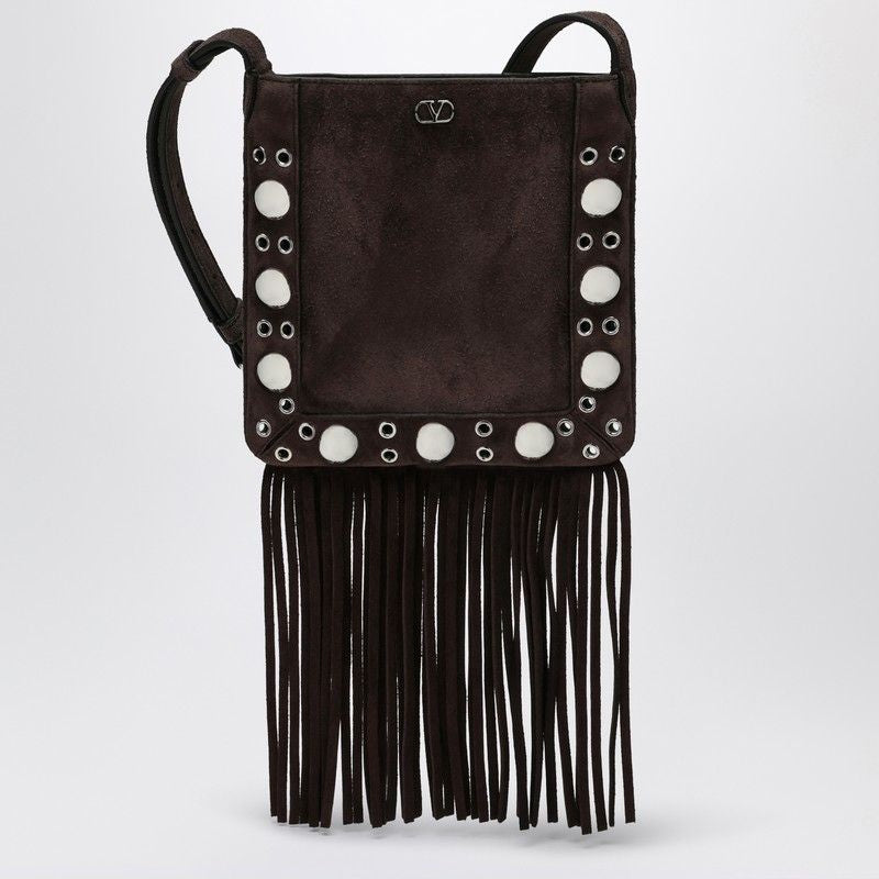 VALENTINO GARAVANI Mini Suede Handbag with Fringes and Studs