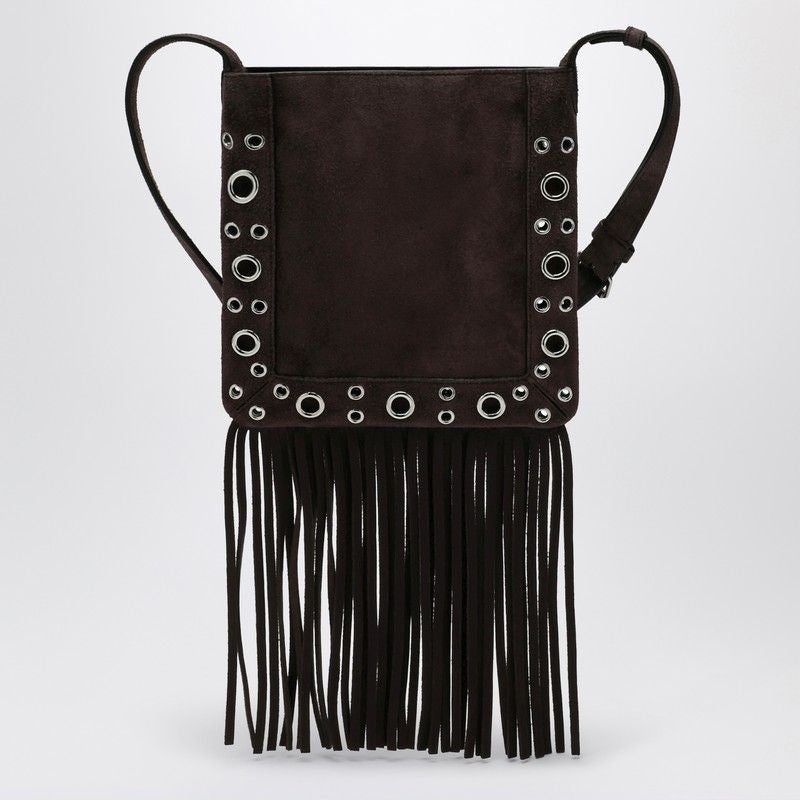 VALENTINO GARAVANI Mini Suede Handbag with Fringes and Studs