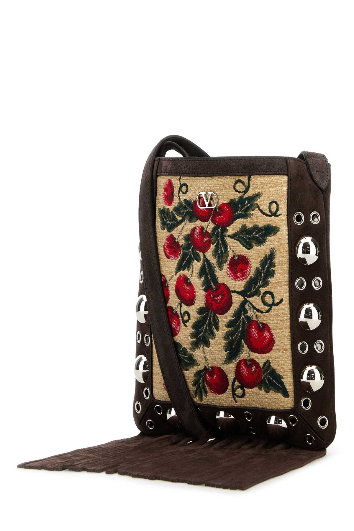VALENTINO GARAVANI Mini Embroidered Raffia and Suede Crossbody Handbag