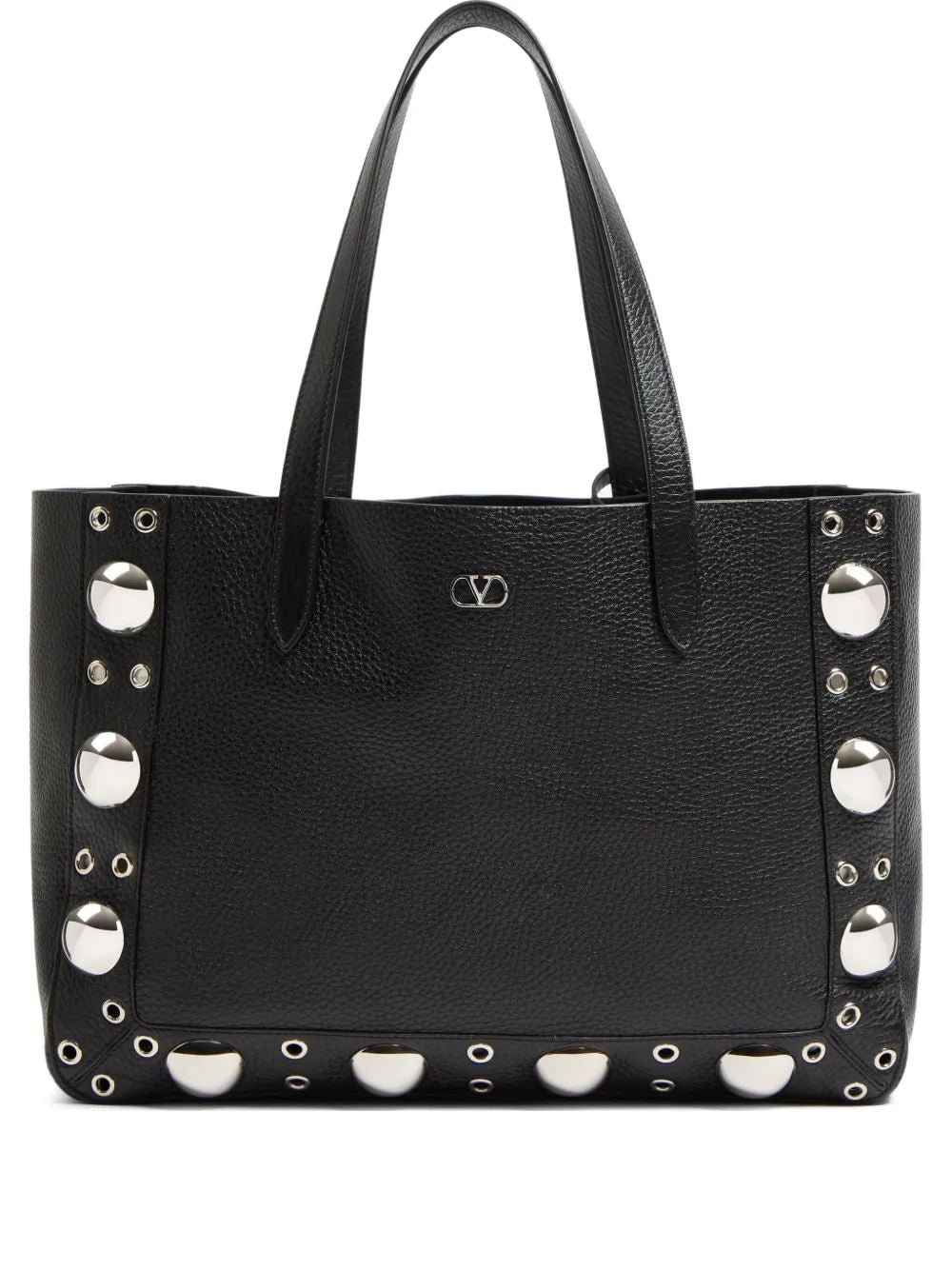 VALENTINO GARAVANI Signature Logo Leather Shopping Handbag - Tote