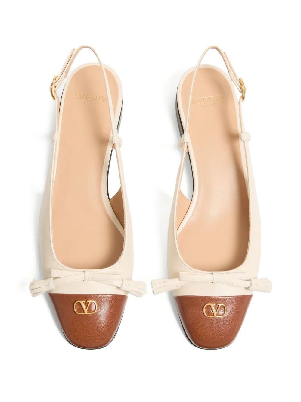 VALENTINO GARAVANI Two-Tone Leather Valet Ballerinas for Women