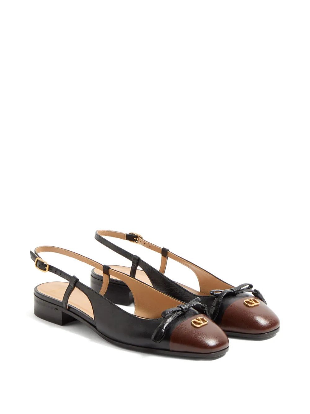 VALENTINO GARAVANI Two-Tone Leather Valet Ballerinas for Women