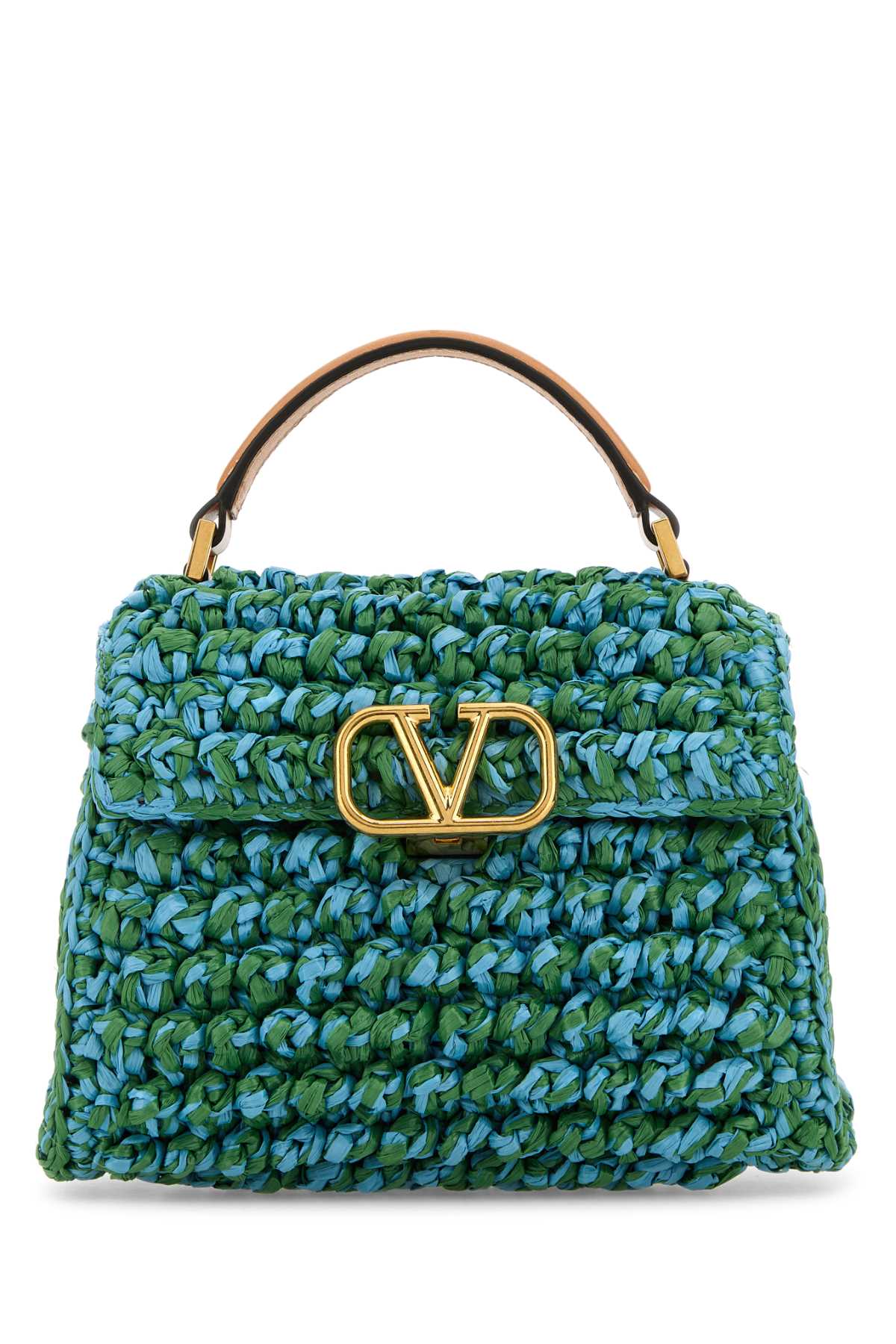 VALENTINO GARAVANI Two-Tone Raffia V-Sling Handbag