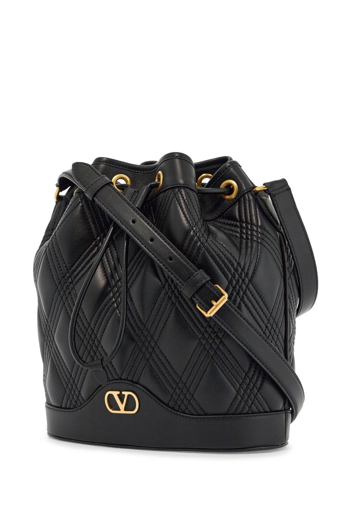 VALENTINO GARAVANI Nappa Leather Quiltie Bucket Handbag