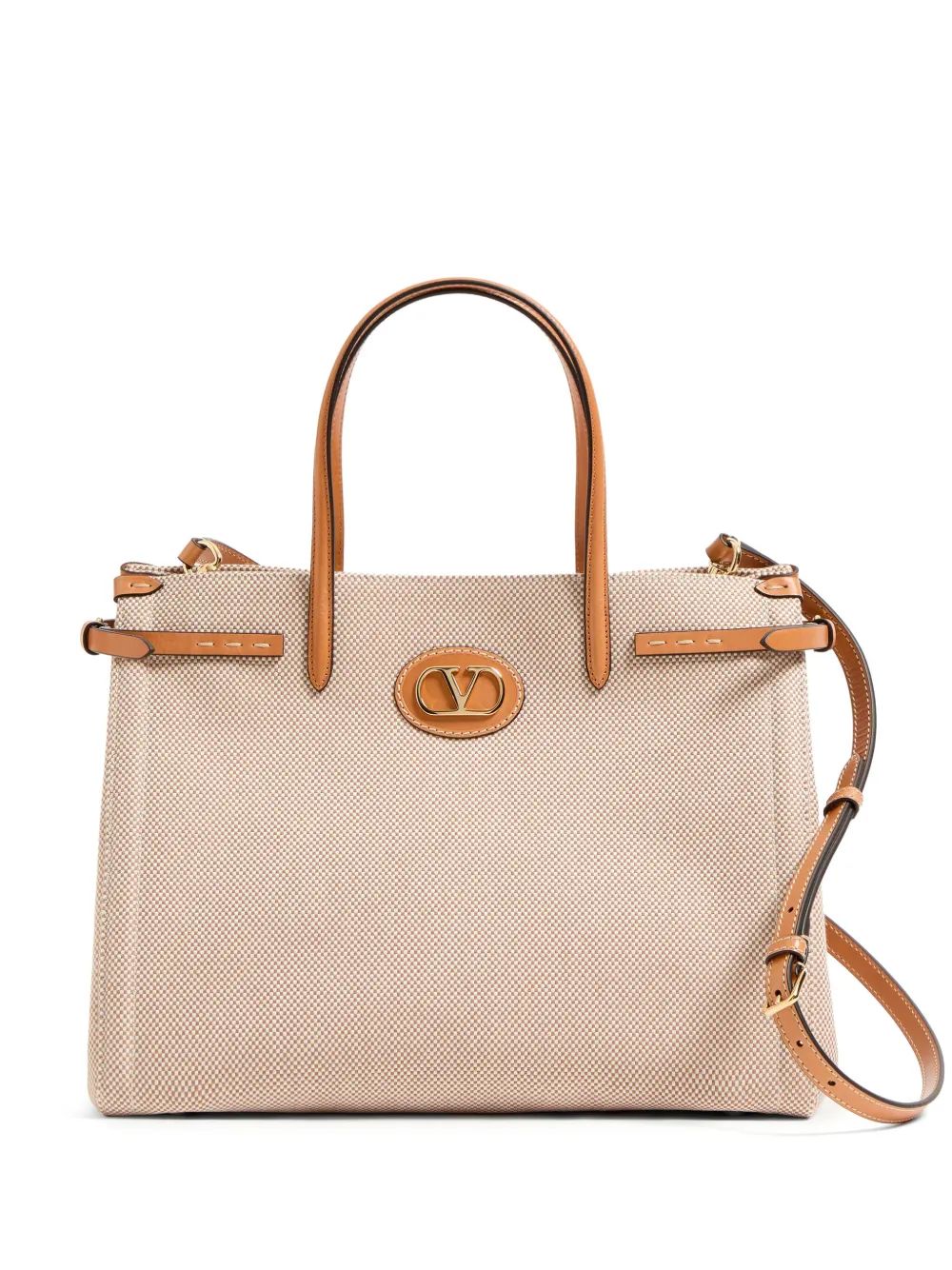 VALENTINO GARAVANI Two-Tone Medium Canvas Antibes Tote Handbag