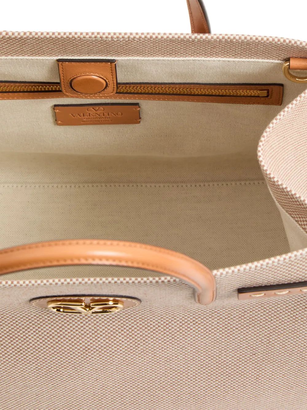 VALENTINO GARAVANI Two-Tone Medium Canvas Antibes Tote Handbag