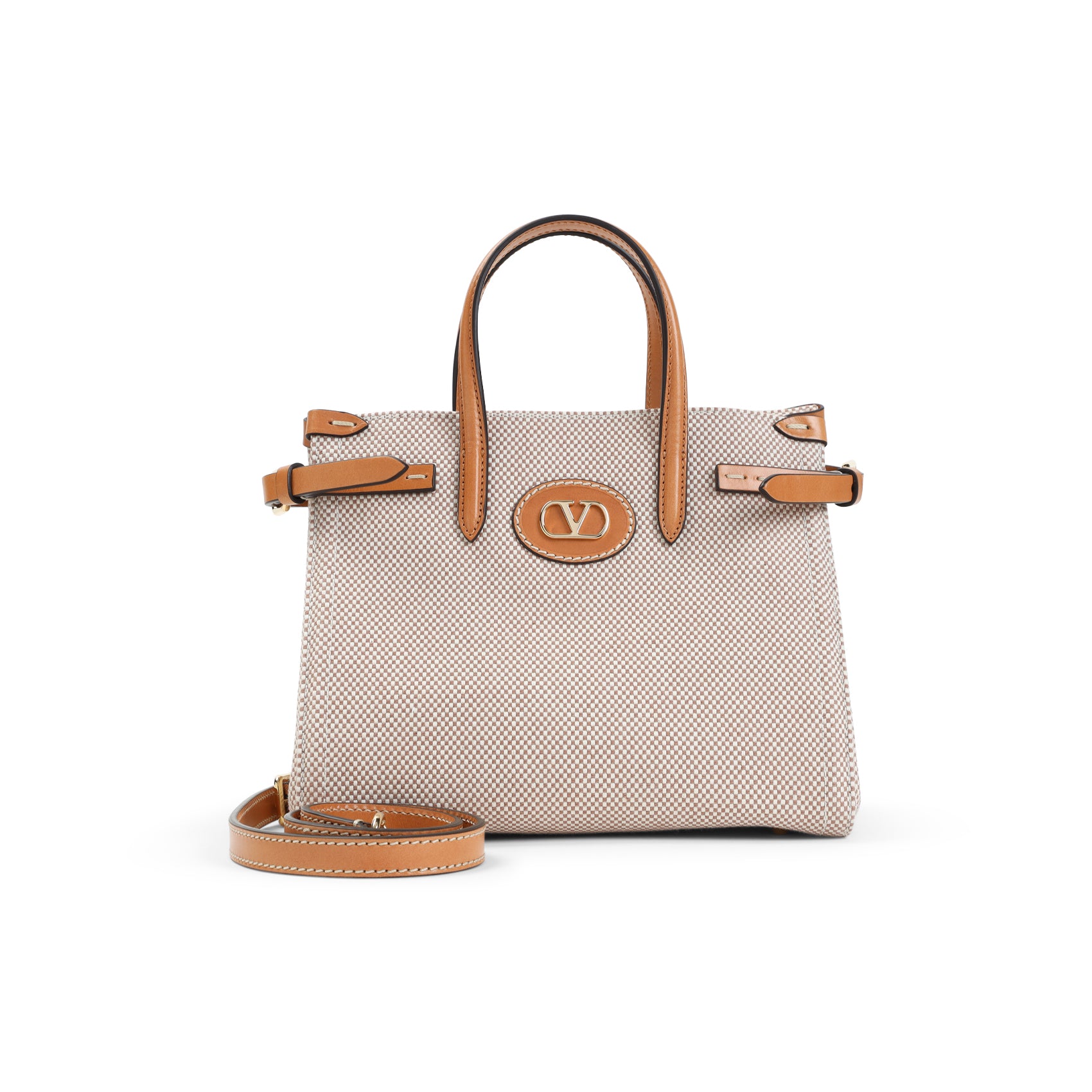 VALENTINO GARAVANI Mini Two-Tone Canvas Tote Handbag