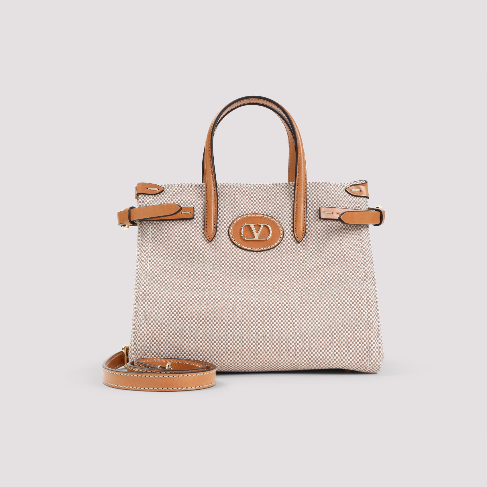 VALENTINO GARAVANI Mini Two-Tone Canvas Tote Handbag