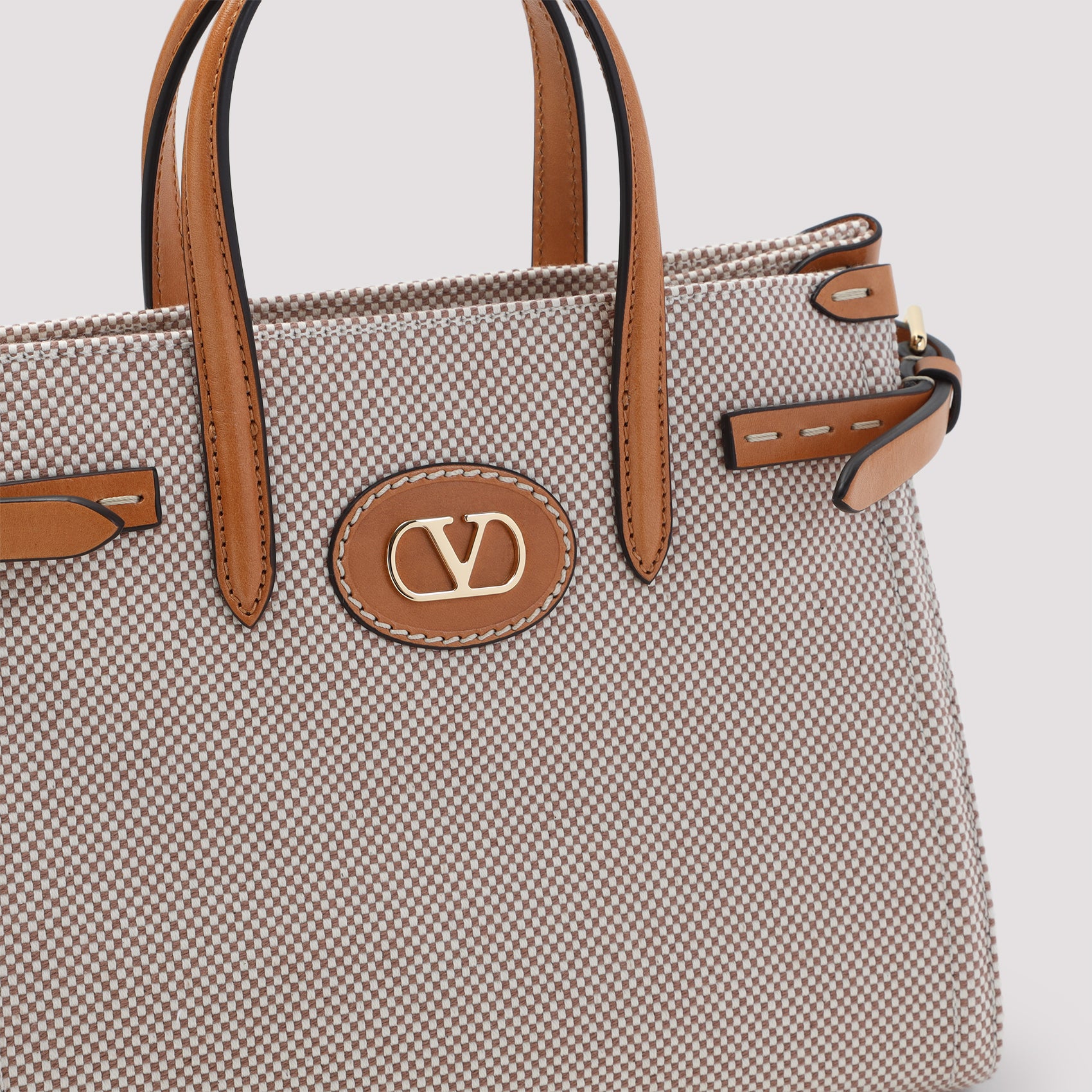 VALENTINO GARAVANI Mini Two-Tone Canvas Tote Handbag