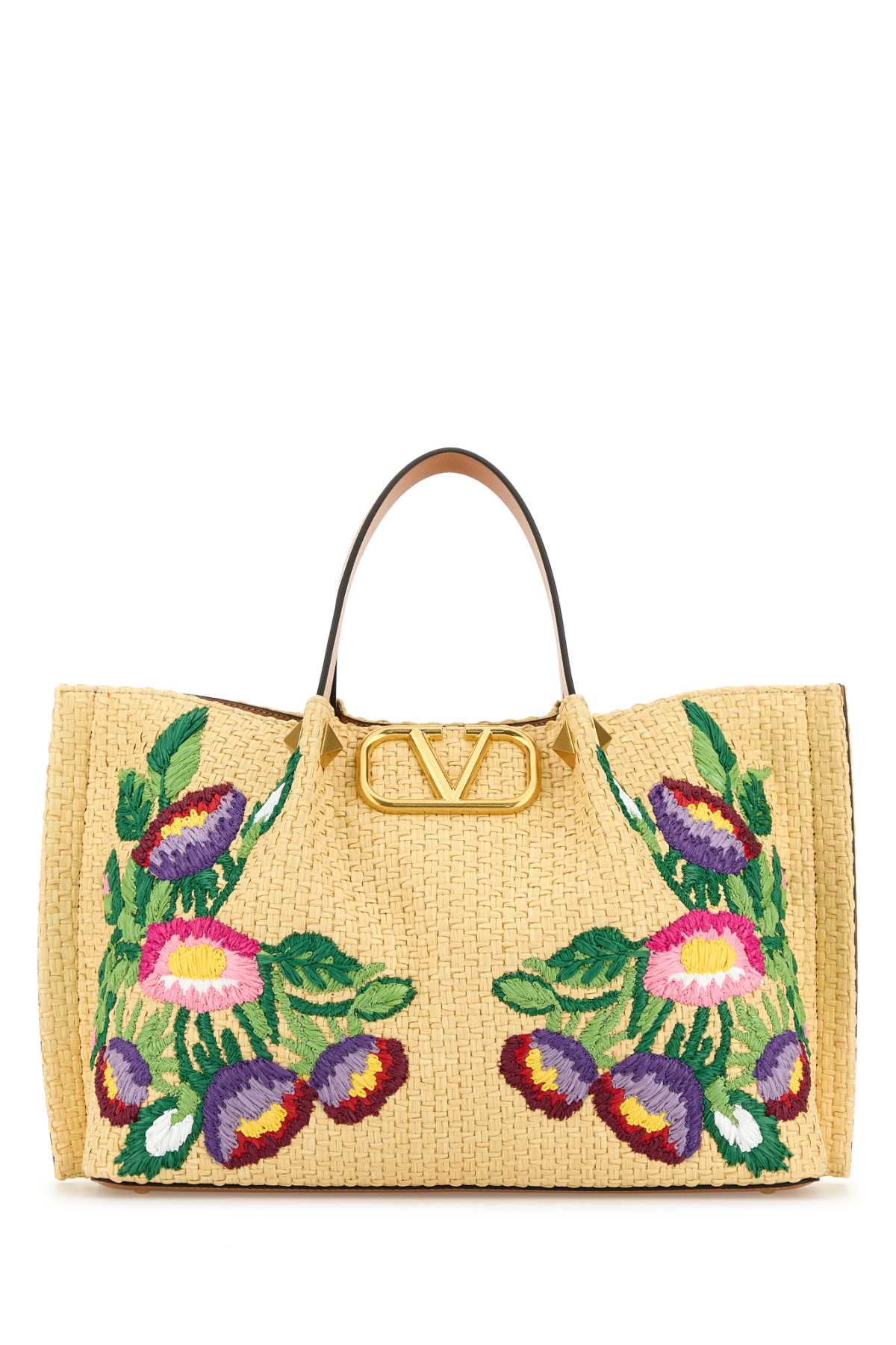 VALENTINO GARAVANI Medium Raffia VLogo Signature Handbag