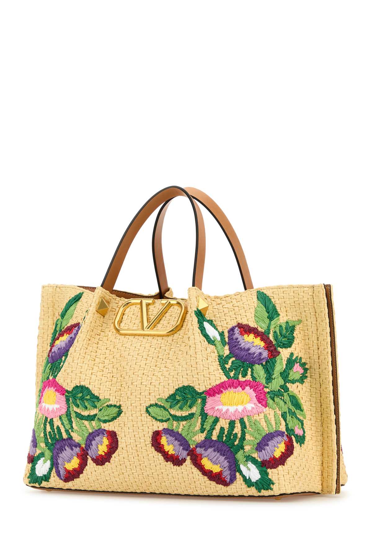 VALENTINO GARAVANI Medium Raffia VLogo Signature Handbag