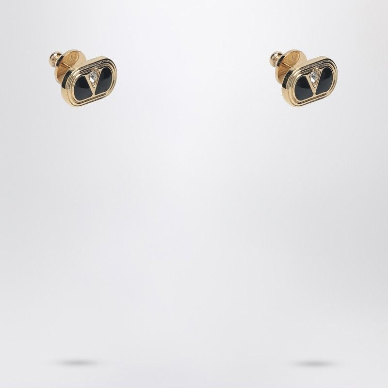 VALENTINO GARAVANI Two-Tone Enamel and Metal Logo Earrings (15mm)