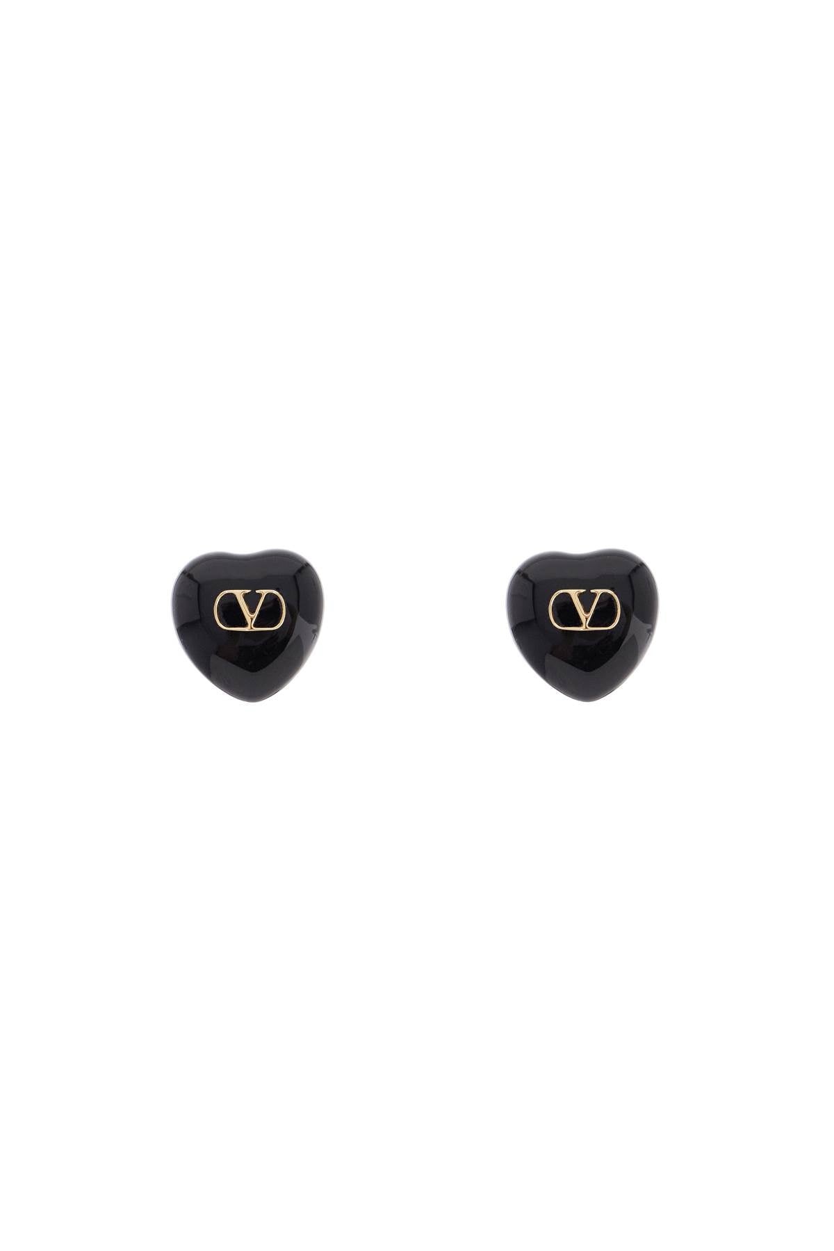 VALENTINO GARAVANI Puffed Heart Earrings with Gold Signature